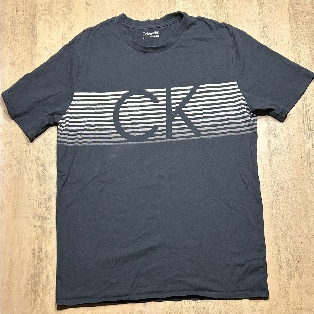 Calvin Klein Men's Black Tee with Stripes